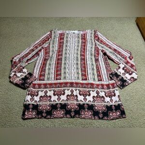 J Jill Paisly Pattern Long Sleeve Shirt Womens Size Medium